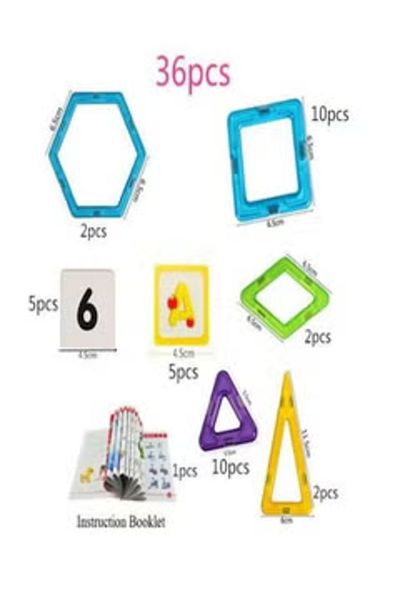 Primo Plus Educational Magnetic Colorful Tiles Set Durable Sturdy With Instruction Booklet Suitable From Birth