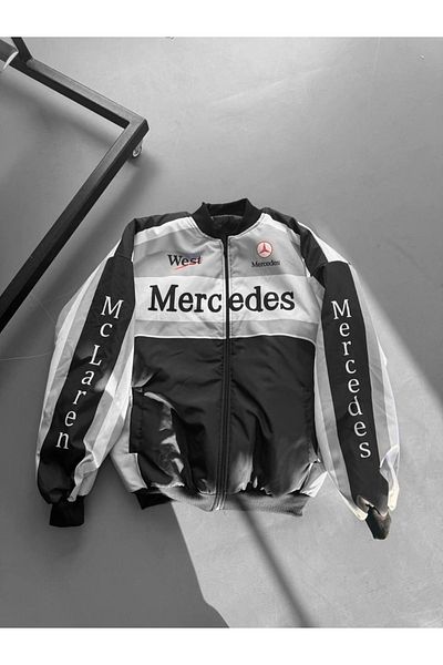 Gofeel Unisex Oversize Mercedes Printed Bomber Jacket