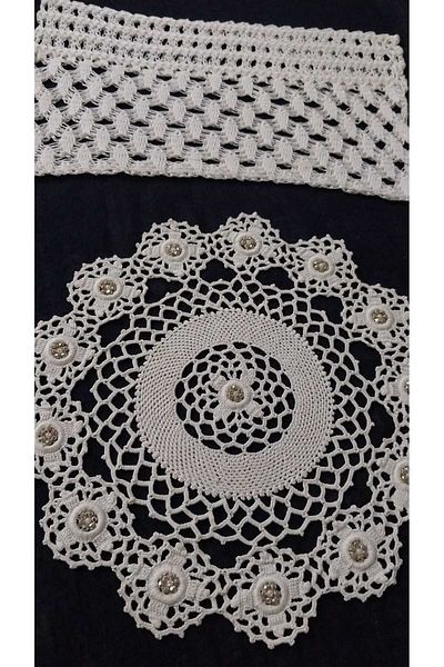 Papatyam 1 Round Lace and 1 Pillow Head - Vintage Cotton Handcrafted Lace