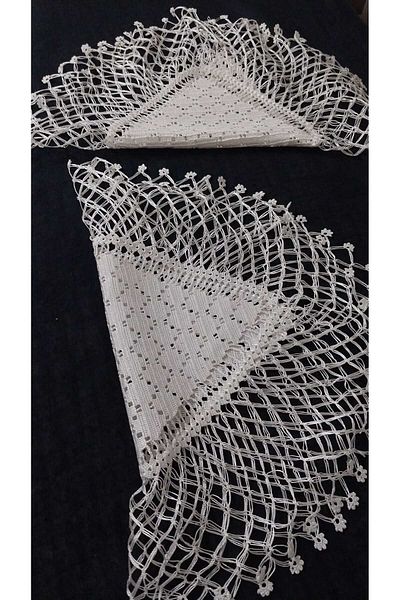 Papatyam 2 Pcs Lace Cover - Flausch Ip Hand Knitted Crochet (45X36) Vintage Suit