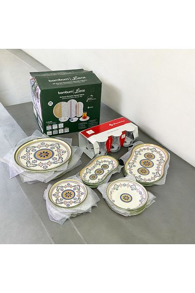 ASLAN ZÜCCACİYE Bambum Lara -26 Pieces Porcelain Brown Set