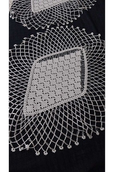 Papatyam 2 Pcs Lace Cover - Flausch Ip Hand Knitted Crochet (45X36) Vintage Suit