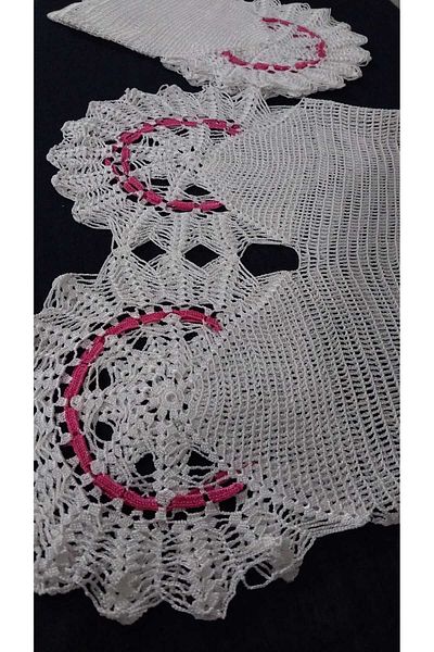 Papatyam 2 Hand Knitted Lace Pillows - Vintage Flush Yarn (35X30)