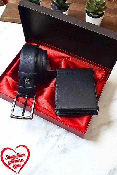 VANİLLA COLLECTİON Valentine's Day Gift Men's Wallet Belt Luxury Gift Set in Special Gift Package