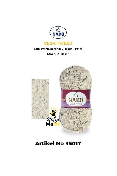 NAKO VEGA TWEED -35017- Premium Ακρυλικό Πλεκτό Μαλλί Σπάνιο - Μαλακό Φουλάρι Μπερέ Ζακέτα Σπάνιο (ΜΟΝΟ ΣΤΟΜΑ)