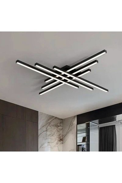 Vonalight 75W Led Ceiling with 6*80cm Bar - Black 4000K Light Color, Plafonier and Lamp - Chandelier and Lighting Length 100*100cm