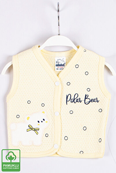 Miniel Unisex Bebek Polar Bear Nakışlı Organik Pamuklu 1-3-6-9 Ay Kapitone Be...