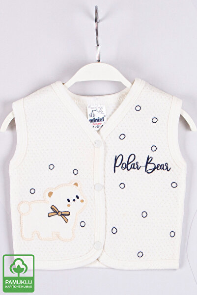 Miniel Unisex Bebek Polar Bear Nakışlı Organik Pamuklu 1-3-6-9 Ay Kapitone Be...