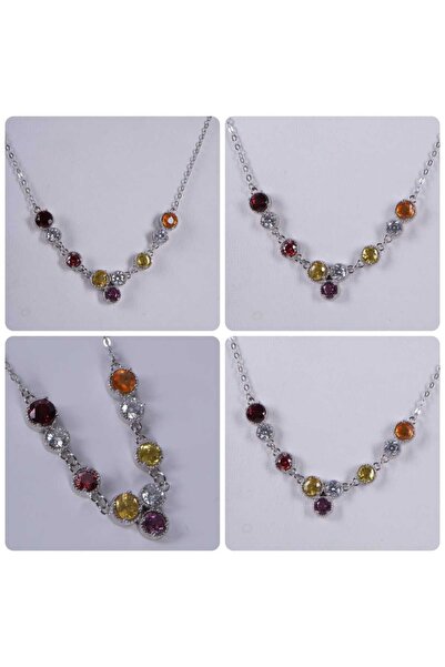 Aksesuaring Mozanit Multicolor Gümüş Kolye