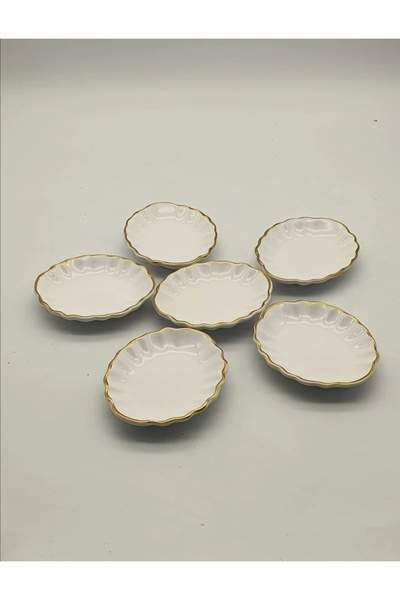 NSE Gold Gilded Porcelain Oyster Snack Bowl - Jam Turkish Delight Bowl Sauce Bowl 1 Piece