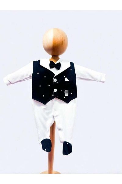 Zekids Baby Boy Tuxedo Jumpsuit