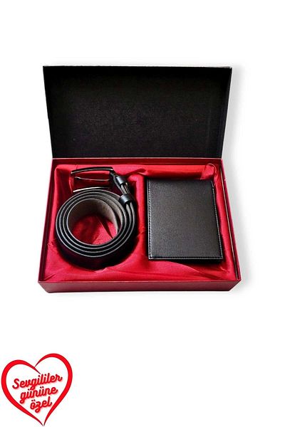 VANİLLA COLLECTİON Valentine's Day Gift Men's Wallet Belt Luxury Gift Set in Special Gift Package