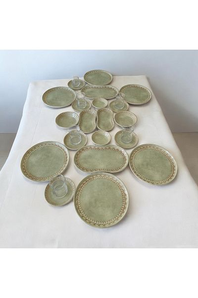 ASLAN ZÜCCACİYE Bambum Lara -26 Pieces Porcelain Brown Set