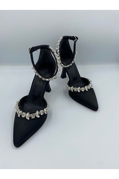 Ömer Ediz Shoes Pantofi de damă cu toc de 9 cm cu detaliu din piatră de cristal satinat ALLYS