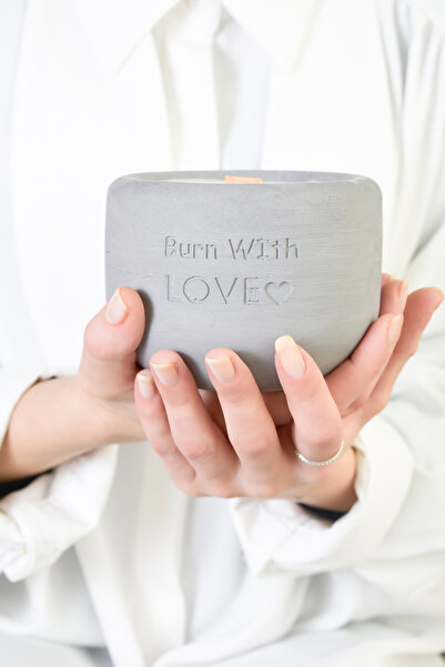 LALEZEN HOME JAPON KİRAZI KOKULU DEKORATİF GRİ BETON MUMLUK & SOYAWAX MUM (JA...