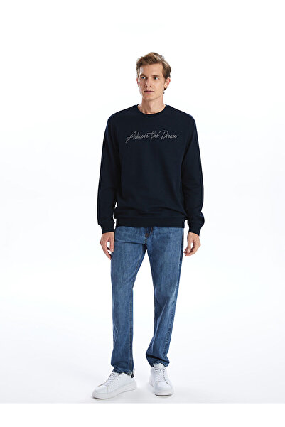 LC Waikiki LCWAIKIKI Classic Синій велосипедний комір з довгими рукавами та вишивкою Чоловічий світшот