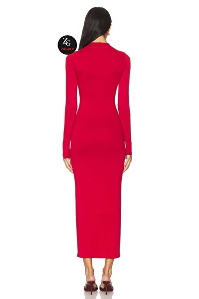 Zagrep Жіноча червона сукня з шовковим жакетом на підкладці та коміром-стійкою