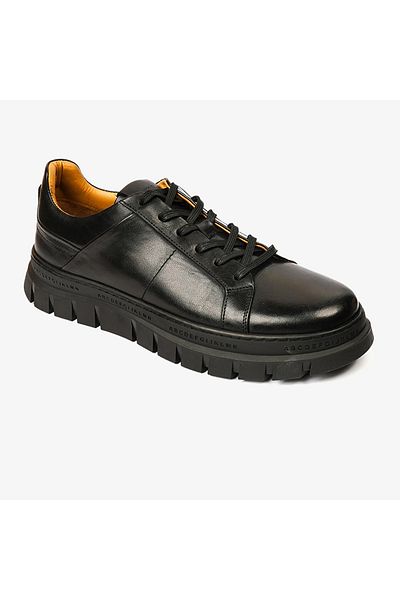 Greyder 64619 Ανδρικά μαύρα παπούτσια casual από γνήσιο δέρμα