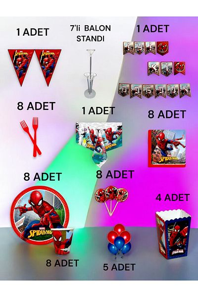 VibeHome 8 Person Spiderman Themed 2XL Package - Birthday Party and Fun Events