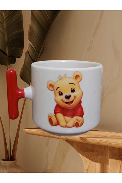 GameFruy Cute Winnie Bear Double-Side Printed Mug - Ceramic Tea, Coffee Gift Cup (Red t)