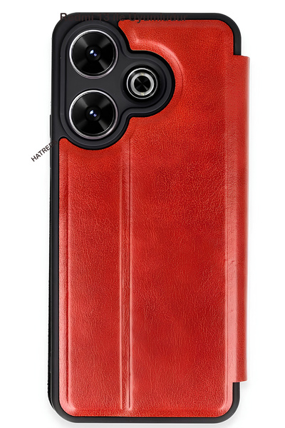 Hatreds Xiaomi Redmi 13 4G Uyumlu İnce Yapılı Kapaklı A++ Kalite Kılıf - Kırmızı