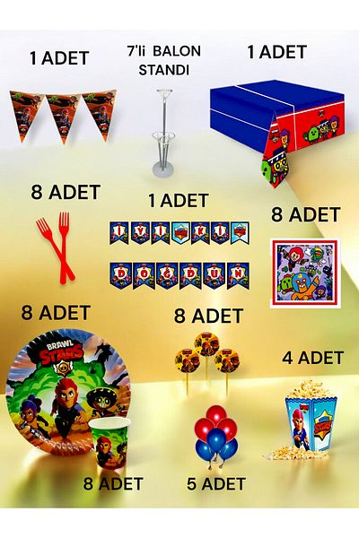 VibeHome 8 Person Brawlstars Themed 2XL Pack - Birthday Party and Fun Events