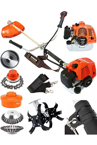 Mager Benzinli Ct 5200 Yan Tip Çalı Çim Biçme 5 Başlık Tırpan Çapa Aparatı Dahil