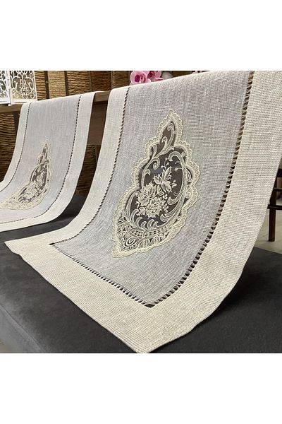 OYA home Hand Openwork & Lace & Shiny Glitter Linen Room Set - 2 Pcs