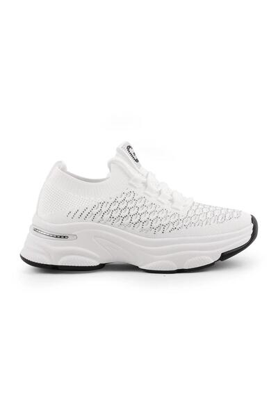 Guja 25Y309-3 Women's Stone Knitwear Stretch Thick Sole Sneakers