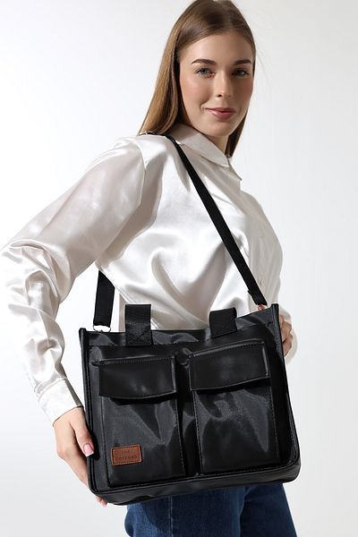 Moda azza Geantă de umăr elegantă din satin pentru femei, cu buzunare frontale și husă cu magnet