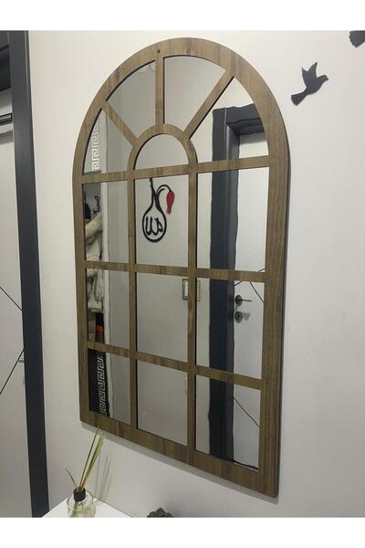 oncawall Pencere Ayna Dekoratif Pleksi Aynalı Ceviz Renk Kullanıma Hazır 6 Adet Kuş Hediyeli