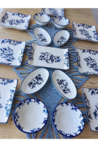 QUEEN Jasmine Pattern 8 Kişilik 17 Parça Kahvaltı Takımı