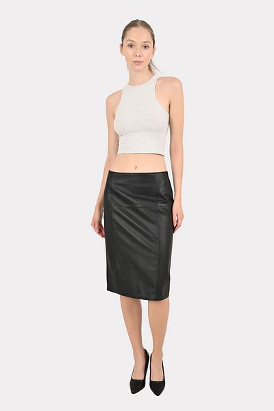 ALİN Naomi Black Pen Genuine Leather Skirt Size Measurements Visually