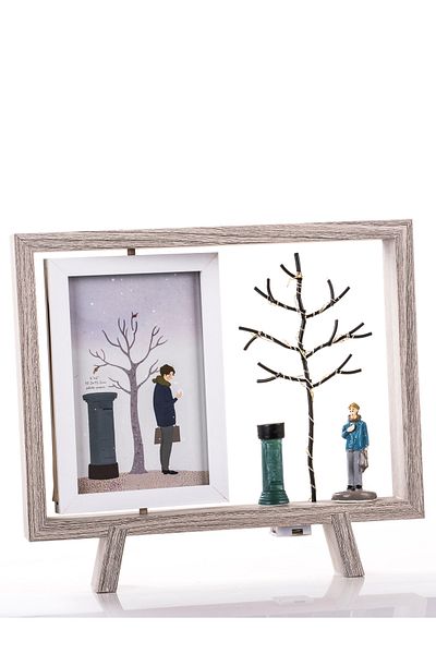 MUKKO HOME Wooden Framed Double Sided Lighted Desktop Photo Frame (26.5X23.6 cm)