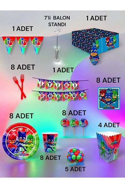 VibeHome 8 Person Pijamask Themed 2XL Pack - Birthday Party and Fun Events