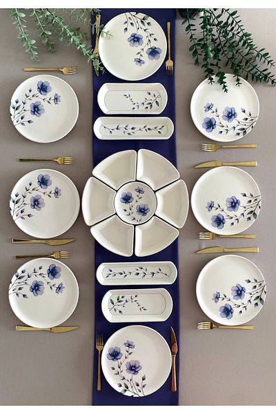 QUEEN Purple Violet 8-Piece 19-Piece Breakfast Set