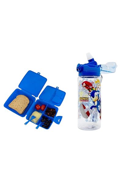 Sonic Licensed 500ml Water Bottle and Four Compartment Nutrition Bowl Set