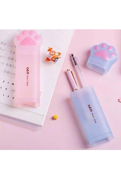 Happystore 3D kalem saklama kutusu okul kız için güzel pembe kedi pençe karik...