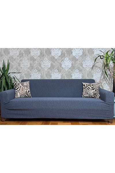 UYMALL 3-Seater Jacquard Sofa Cover - Darkgrey-Anthracite, Elastic Seat Cover