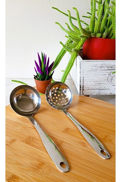 TARIK HOME Set of 2 Stainless Steel Tableware Ladle - & - Stainless Steel Pasta Ladle