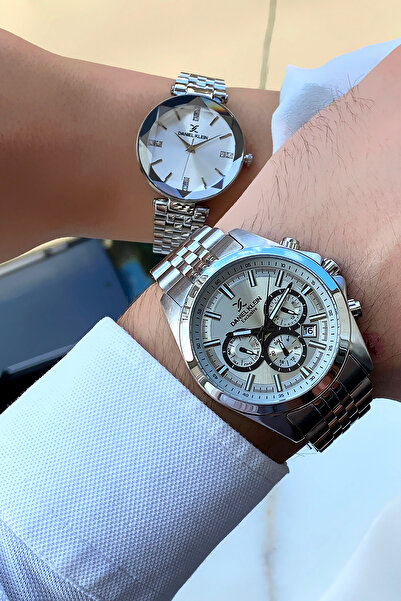 Daniel Klein Orijinal 2 Yıl Garantili Çift Sevgili Saati Bileklik Hediyeli Özel Üretim Gümüş Kordon Gümüş Kadran