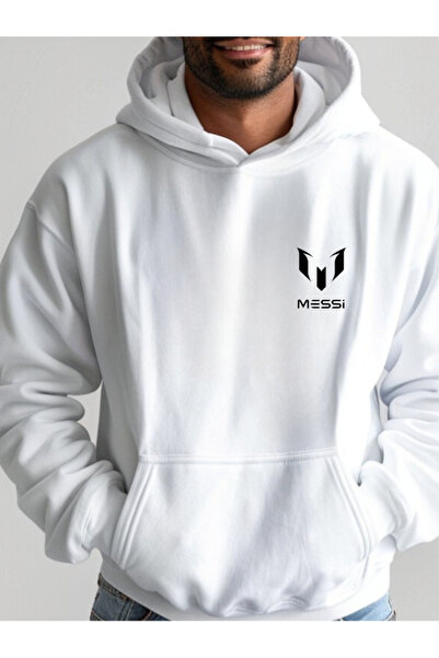 MERRY ME Kapüşonlu Hoodie Kışlık Sweatshirt messi Baskılı Oversize Kalın 3 iplik