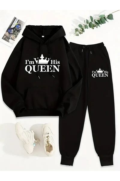 PENTHİLUS Σετ φόρμας Queen Γυναικεία Βαμβακερή Φλις Εσωτερική Φλις Εκτύπωση