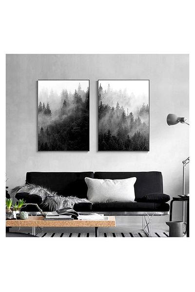 Linacci Set de masă din sticlă Black Tree cu două rame metalice negre