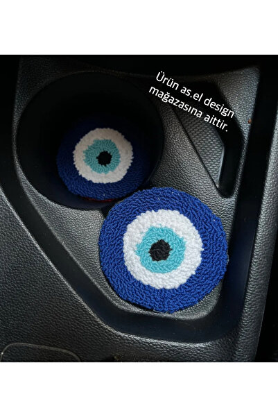 AKBAŞ DESİGN Punch Nakışı 2li Araba Nazar Boncuk Bardak Altlığı/car Coaster