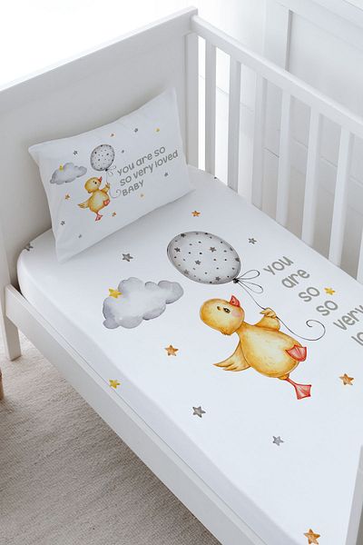 Tuğba Kuğu Pure Baby Cute Duck - طقم ملاءات مطاطية بحجم الطفل
