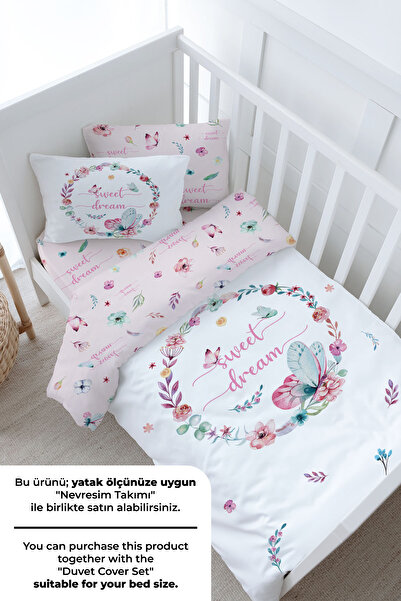 Tuğba Kuğu Bebek Boy Lastikli Çarşaf Seti - For Baby Serisi - Kelebekli Çember