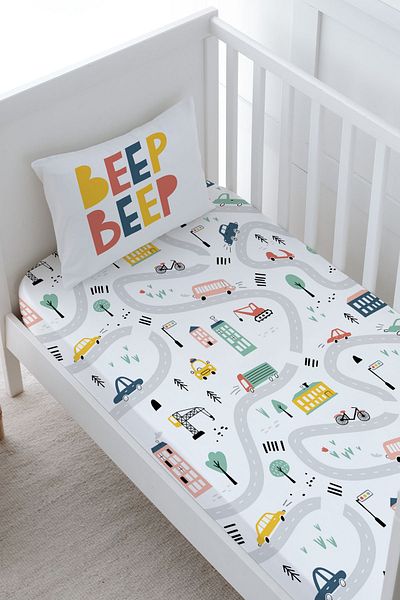 Tuğba Kuğu مجموعة ملاءات مطاطية للأطفال من سلسلة Beep Beep Iconic