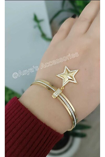 shop Çelik Kararmaz Charmlı Ortasıtaşlı 3'lü Ajda Bilezik(İSTEDİĞİNİZ CHARMI SORULAR BÖL. BELİRTİNİZ.)