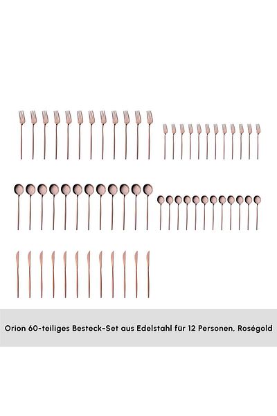 Karaca Orion Rosegold 60-teiliges Besteckset für 12 Personen
